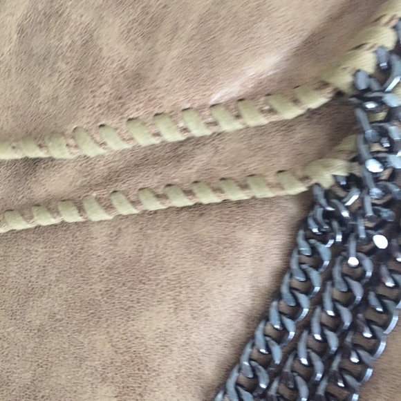 Khaki Fold Over Chain Women Oversized Bag. New - Picture 10 of 16